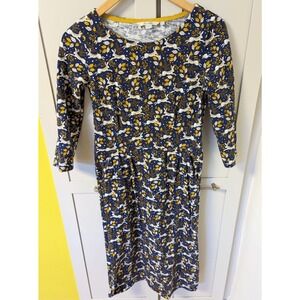 Boden Womens Blue Penny Bunny Rabbit Hare Pockets Jersey Sheath Novelty Dress 4L